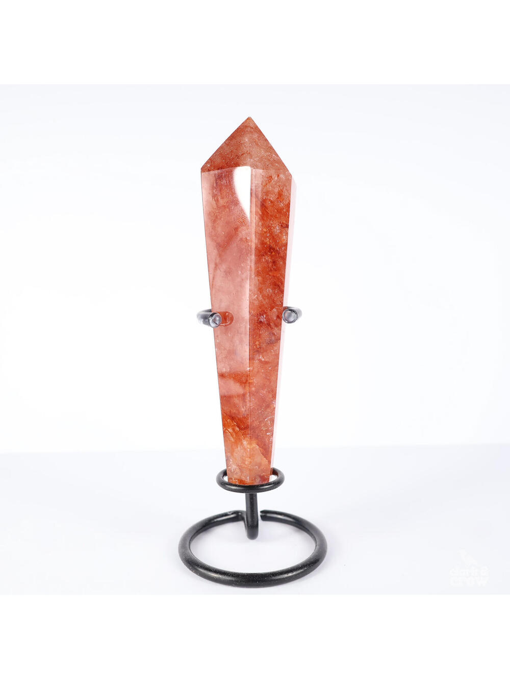Fire Quartz Wand 5.5" with Stand Crystal 7.75oz Mineral Stone Display Decor